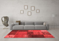 Machine Washable Patchwork Red Transitional Rug, wshcon1448red