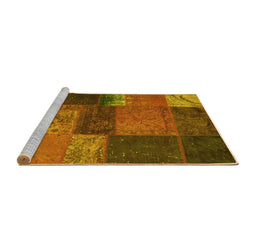 Sideview of Machine Washable Patchwork Yellow Transitional Rug, wshcon1448yw