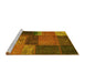 Sideview of Machine Washable Patchwork Yellow Transitional Rug, wshcon1448yw