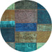 Round Patchwork Light Blue Transitional Rug, con1448lblu