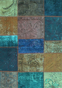 Patchwork Light Blue Transitional Rug, con1448lblu