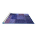 Sideview of Machine Washable Patchwork Blue Transitional Rug, wshcon1448blu