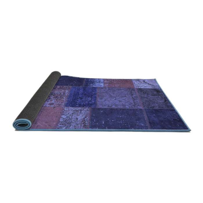 Sideview of Patchwork Blue Transitional Rug, con1448blu