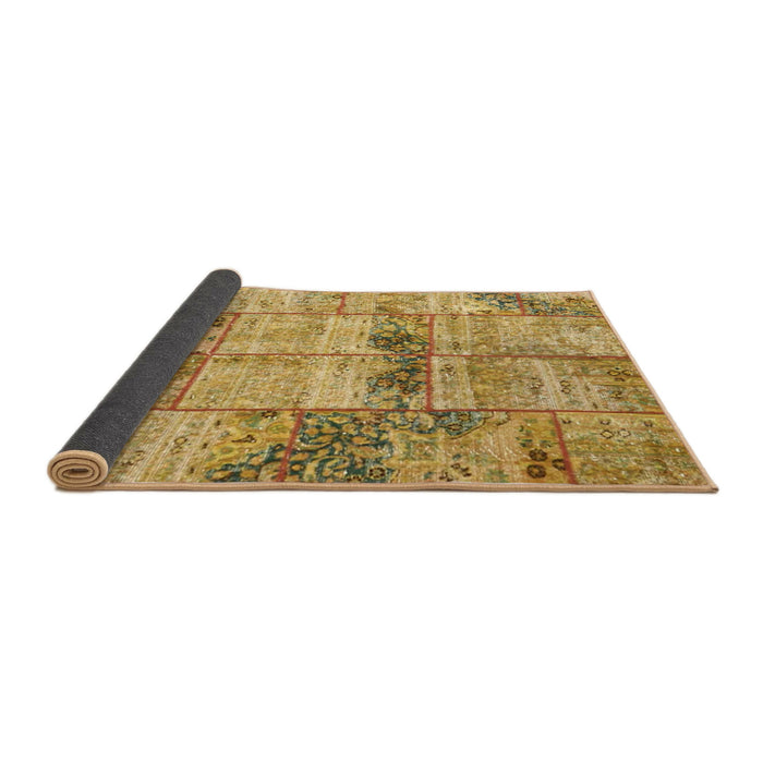 Thickness of Contemporary Orange Patchwork Rug, con1449