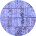 Round Patchwork Blue Transitional Rug, con1449blu