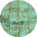 Round Patchwork Light Blue Transitional Rug, con1449lblu