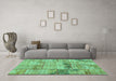 Machine Washable Patchwork Turquoise Transitional Area Rugs in a Living Room,, wshcon1449turq