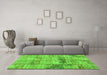 Machine Washable Patchwork Green Transitional Area Rugs in a Living Room,, wshcon1449grn