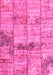 Machine Washable Patchwork Pink Transitional Rug, wshcon1449pnk