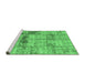 Sideview of Machine Washable Patchwork Emerald Green Transitional Area Rugs, wshcon1449emgrn