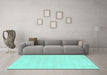 Machine Washable Abstract Turquoise Contemporary Area Rugs in a Living Room,, wshcon144turq