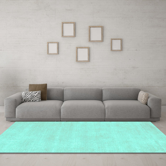 Machine Washable Abstract Turquoise Contemporary Area Rugs in a Living Room,, wshcon144turq
