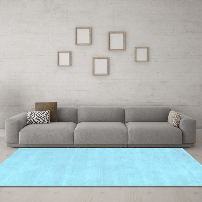Machine Washable Abstract Light Blue Contemporary Rug in a Living Room, wshcon144lblu
