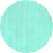 Round Machine Washable Abstract Turquoise Contemporary Area Rugs, wshcon144turq