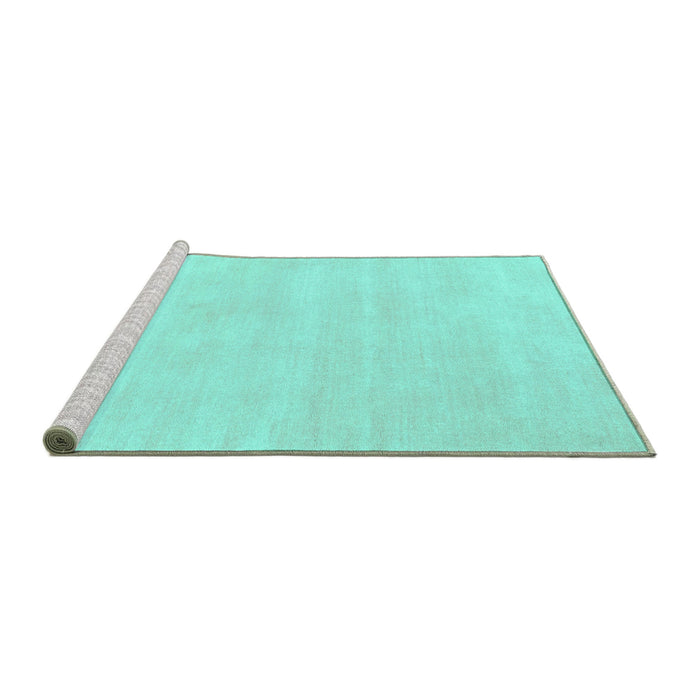 Sideview of Machine Washable Abstract Turquoise Contemporary Area Rugs, wshcon144turq