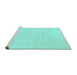 Sideview of Machine Washable Abstract Turquoise Contemporary Area Rugs, wshcon144turq