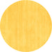 Round Machine Washable Abstract Yellow Contemporary Rug, wshcon144yw