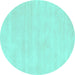 Round Abstract Turquoise Contemporary Rug, con144turq