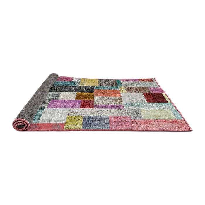 Thickness of Contemporary Cherry Red Patchwork Rug, con1450