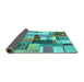 Sideview of Patchwork Turquoise Transitional Rug, con1450turq