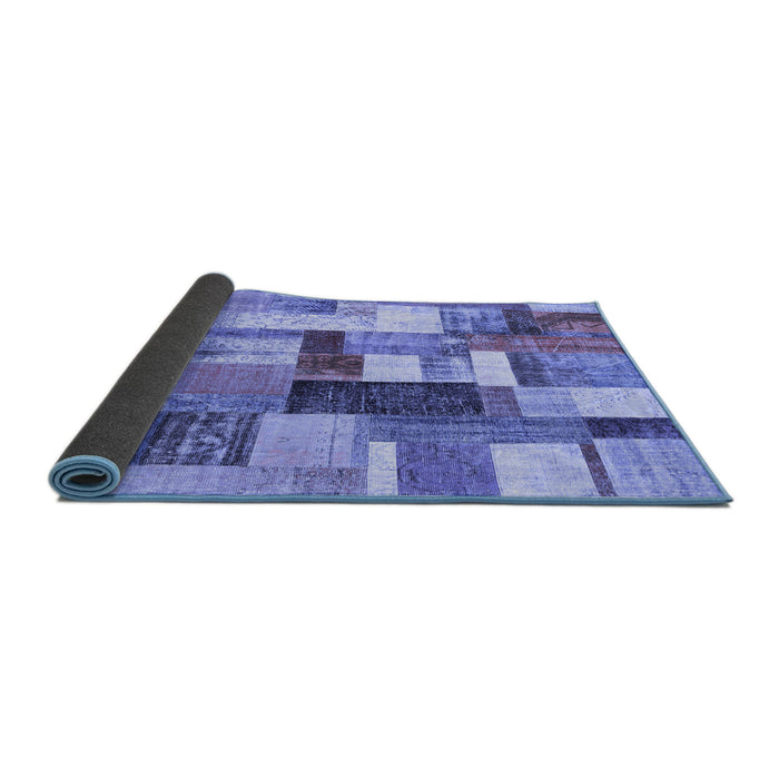 Sideview of Patchwork Blue Transitional Rug, con1450blu