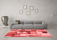 Machine Washable Patchwork Red Transitional Rug, wshcon1450red