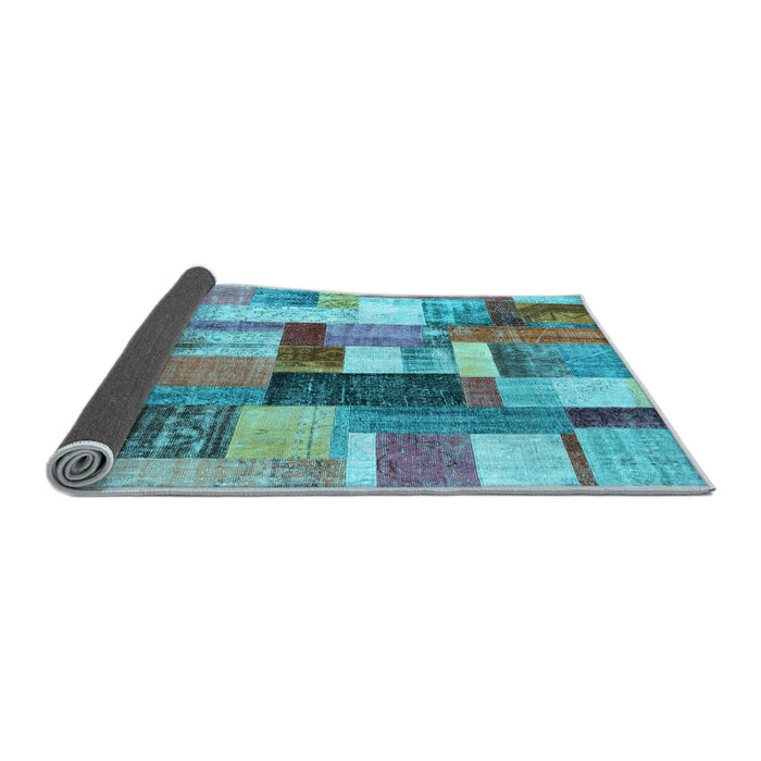Sideview of Patchwork Light Blue Transitional Rug, con1450lblu