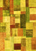 Machine Washable Patchwork Yellow Transitional Rug, wshcon1450yw