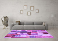 Machine Washable Patchwork Purple Transitional Rug, wshcon1450pur