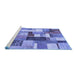 Sideview of Machine Washable Patchwork Blue Transitional Rug, wshcon1450blu