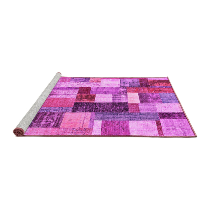 Sideview of Machine Washable Patchwork Pink Transitional Rug, wshcon1450pnk