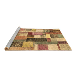 Sideview of Machine Washable Patchwork Brown Transitional Rug, wshcon1450brn