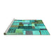 Sideview of Machine Washable Patchwork Turquoise Transitional Area Rugs, wshcon1450turq