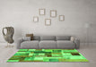 Machine Washable Patchwork Green Transitional Area Rugs in a Living Room,, wshcon1450grn