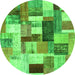 Machine Washable Patchwork Green Transitional Area Rugs, wshcon1450grn