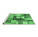 Sideview of Machine Washable Patchwork Emerald Green Transitional Area Rugs, wshcon1450emgrn