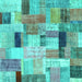 Square Patchwork Turquoise Transitional Rug, con1451turq