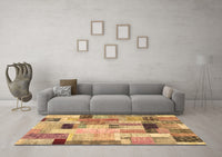 Machine Washable Patchwork Brown Transitional Rug, wshcon1451brn