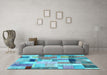 Machine Washable Patchwork Light Blue Transitional Rug in a Living Room, wshcon1451lblu