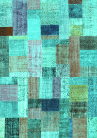 Patchwork Turquoise Transitional Rug, con1451turq