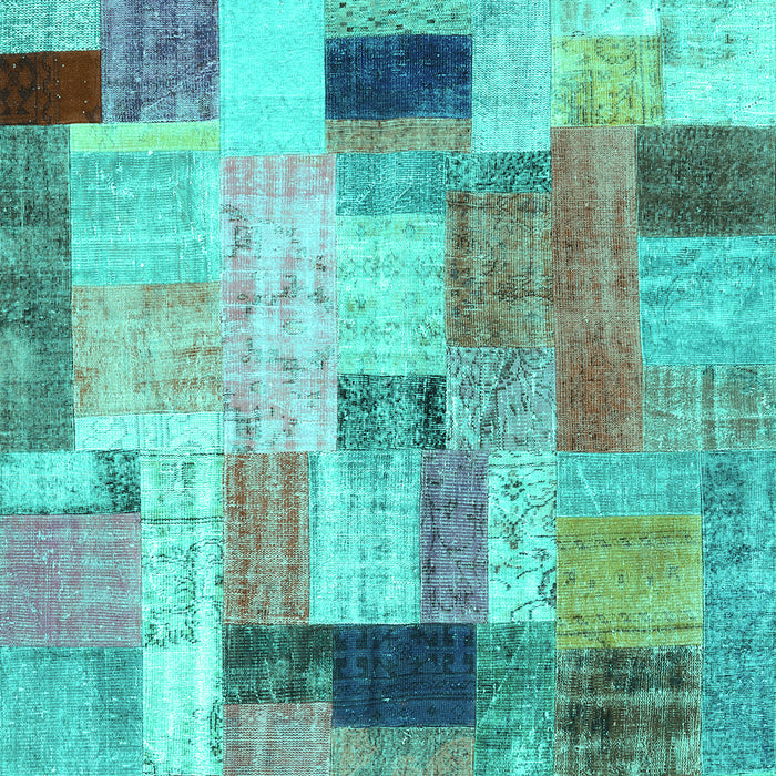 Patchwork Turquoise Transitional Rug, con1451turq
