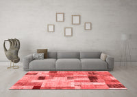 Machine Washable Patchwork Red Transitional Rug, wshcon1451red