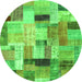 Machine Washable Patchwork Green Transitional Area Rugs, wshcon1451grn