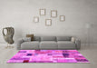 Machine Washable Patchwork Pink Transitional Rug in a Living Room, wshcon1451pnk