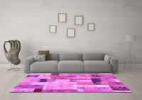 Machine Washable Patchwork Pink Transitional Rug, wshcon1451pnk