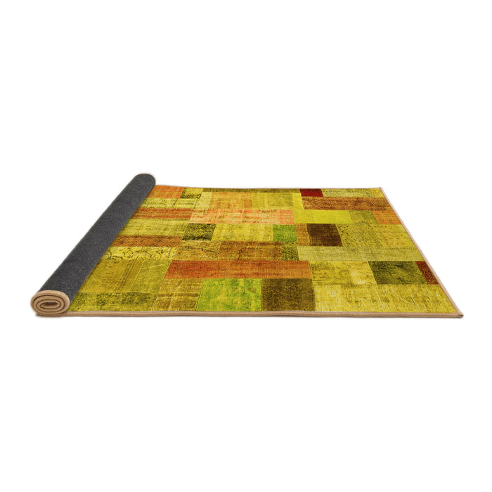 Sideview of Patchwork Yellow Transitional Rug, con1451yw