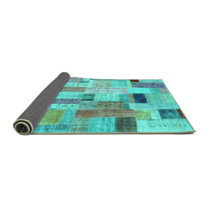 Sideview of Patchwork Turquoise Transitional Rug, con1451turq