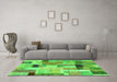 Machine Washable Patchwork Green Transitional Area Rugs in a Living Room,, wshcon1451grn