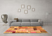 Machine Washable Patchwork Orange Transitional Area Rugs in a Living Room, wshcon1451org