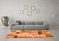 Machine Washable Patchwork Orange Transitional Rug, wshcon1451org